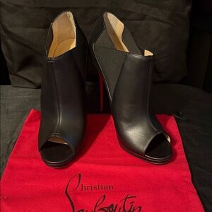 Christian Louboutin Black Peep-Toe Heels